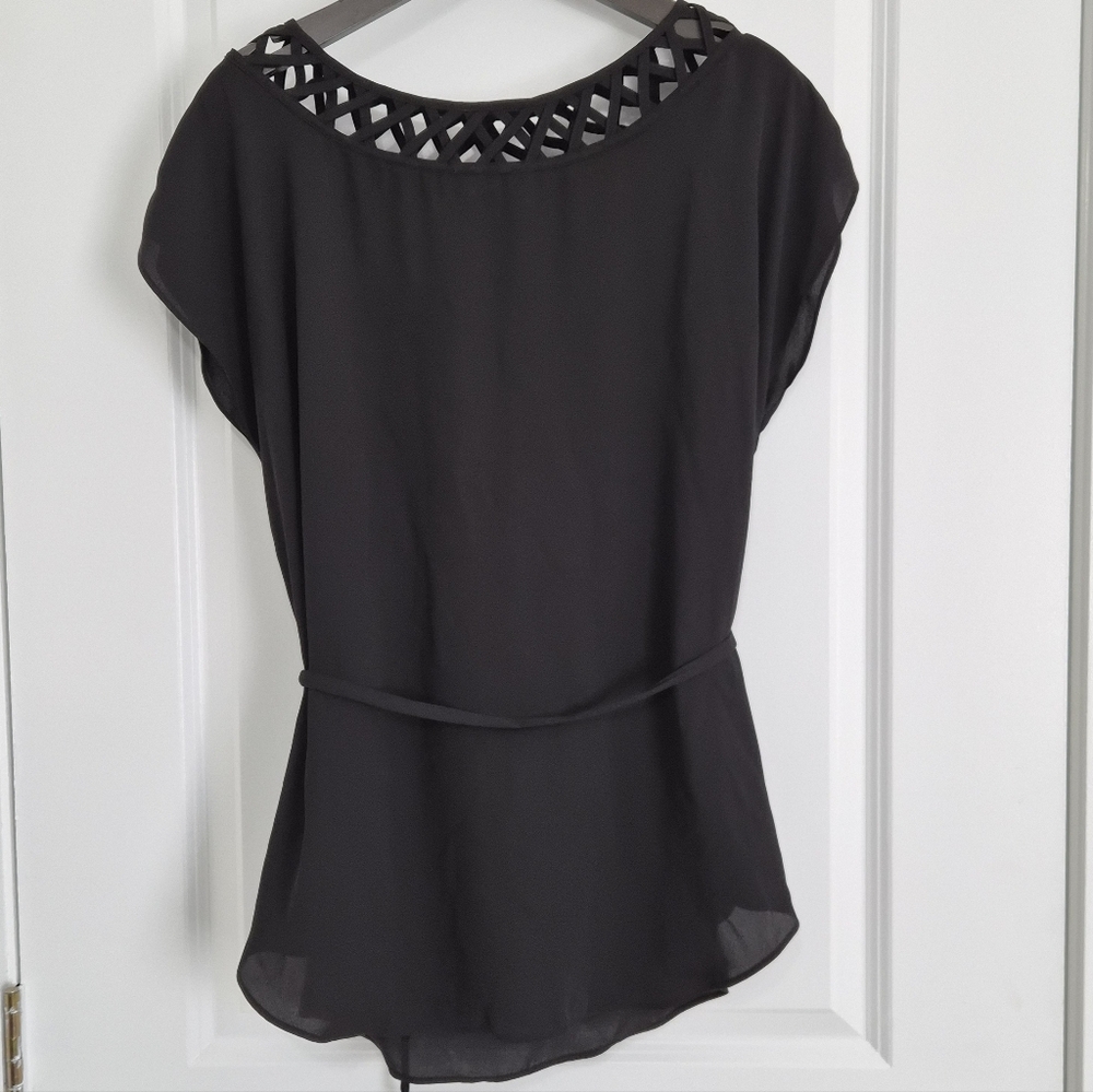 AGB Black Sheer Blouse Size XL